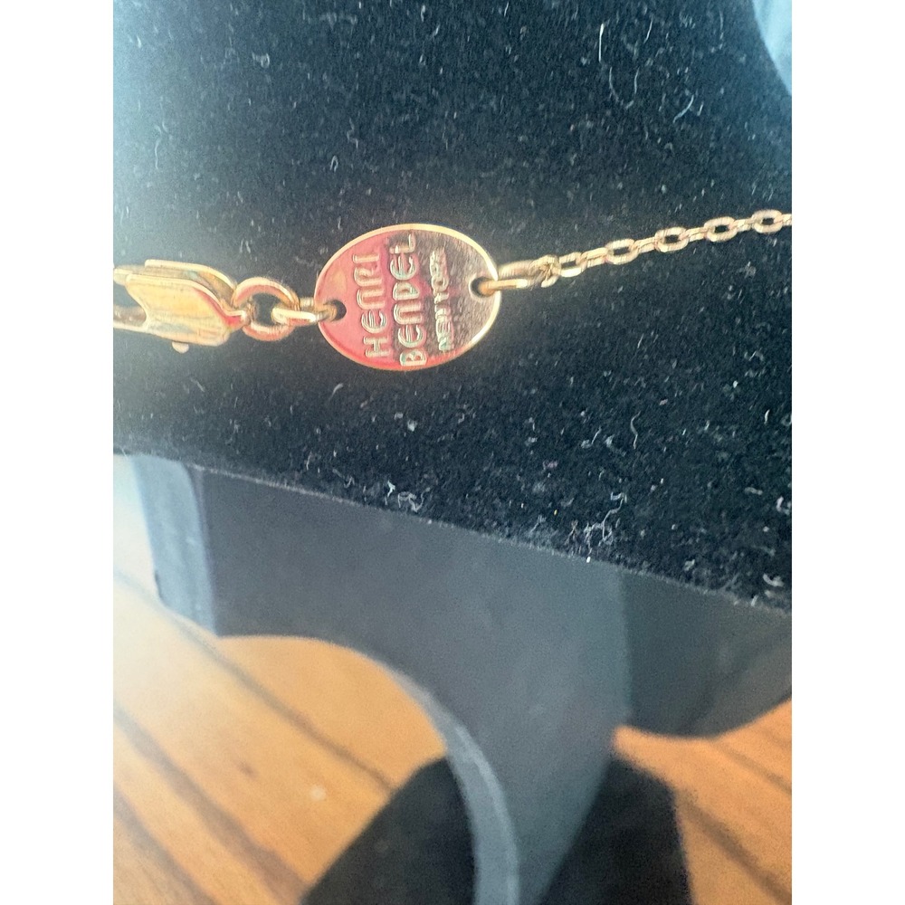 Henri Bendel New York Rose Gold Pave Crystal Bar Necklace Adjustable Chain - Picture 4 of 7